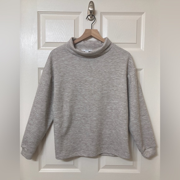 Magaschoni Tops - Magaschoni Beige Boxy Fit Funnel Neck Sweatshirt Large Cozy Neutral Minimalist
